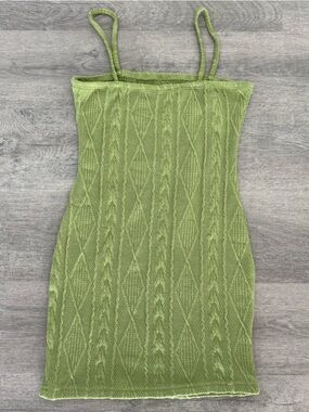 Green Cable Knit Spaghetti Strap Dress Size XS